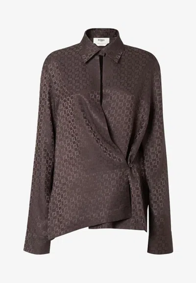 FENDI FF LOGO LONG-SLEEVED SILK SHIRT