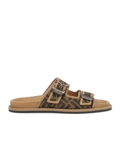 FENDI FENDI MONOGRAMMED STRAP BUCKLE SANDALS