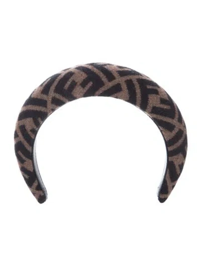 Pre-owned Fendi Ff Logo Padded Headband In Brown