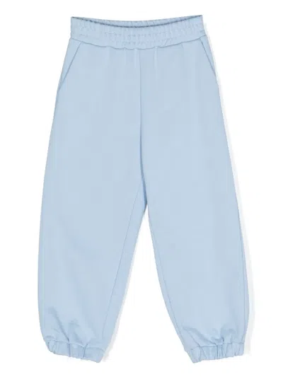 Fendi Kids' Ff-logo-patch Cotton Trousers In Blue