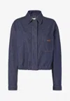 Fendi Denim Jacket With Front Embroidered Logo In Blue