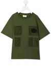 Fendi Ff Logo-patch Multi-pocket T-shirt In Green