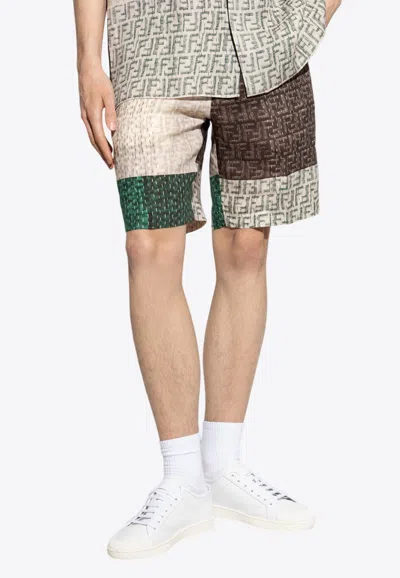 Fendi Ff Logo Patchwork Bermuda Shorts