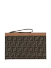 Fendi Monogram-pattern Clutch Bag In Brown