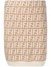 Fendi Strickrock Mit Logo In Neutrals