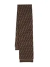 Fendi Ff Logo-pattern Knitted Scarf In Brown