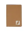 Fendi Ff Logo-plaque Faux-leather Cardholder In Brown