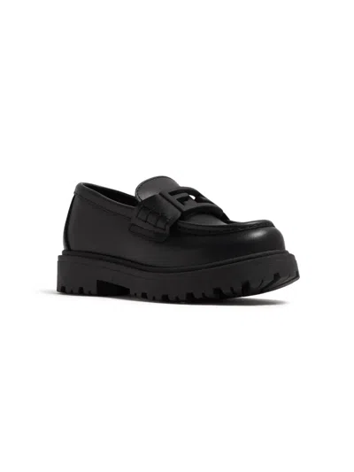 Fendi Kids' Ff-logo Plaque Leather Loafers In Black