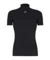 Fendi Stand Up Collar Knit Top For Men In Black
