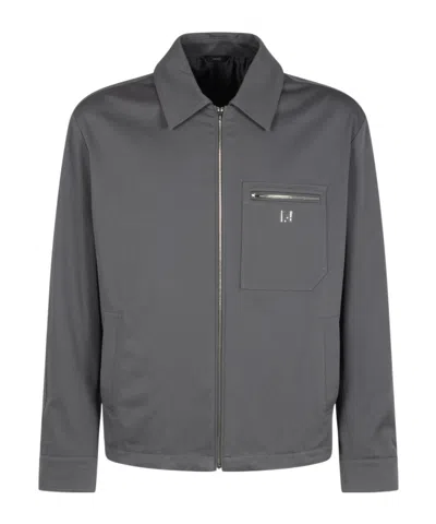 Fendi Ff Logo Plaque Zip-up Blouson In Black