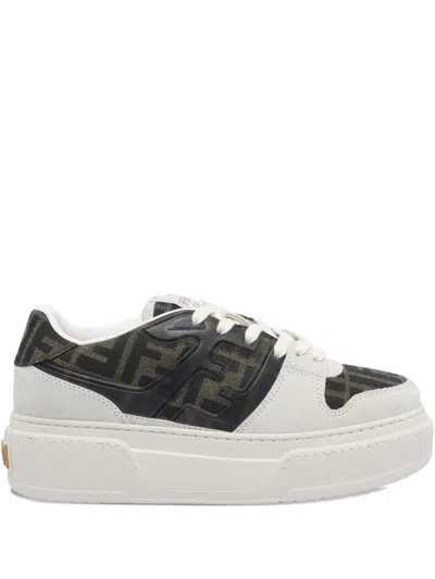 Fendi Multicolor Suede And Fabric Match Sneakers In White