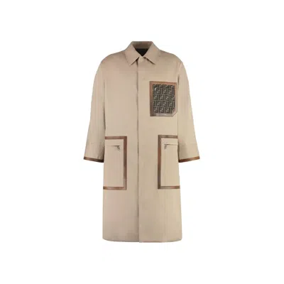 Fendi Ff Logo Pocket Detail Coat In Burgundy