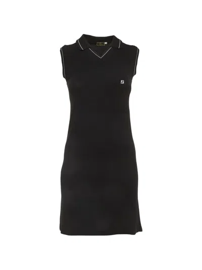 Pre-owned Fendi Ff Logo Polo Mini Dress In Black