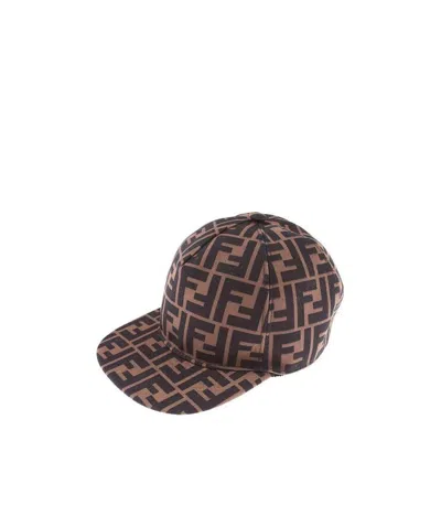 Fendi Ff Logo Print Cap In Black