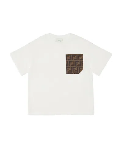 Fendi Ff-logo Print Cotton T-shirt In White