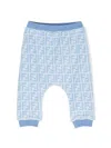 Fendi Ff-logo Print Cotton Trousers In Blue