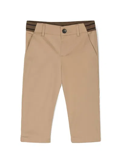 Fendi Babies' Ff-logo Print Cotton Trousers In Brown