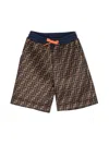 Fendi Ff-logo Print Drawstring Shorts In Brown