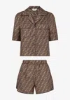 Fendi Brown All Over Printed Pajama Set In Brown