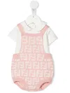 Fendi Ff-logo Print Romper In Pink