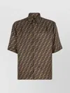 Fendi Men Silk Shirt With All-over Ff Logo