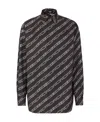 Fendi Ff-logo Print Silk Shirt In Black