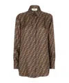 Fendi Silk Shirt With Ff Motif In Brown