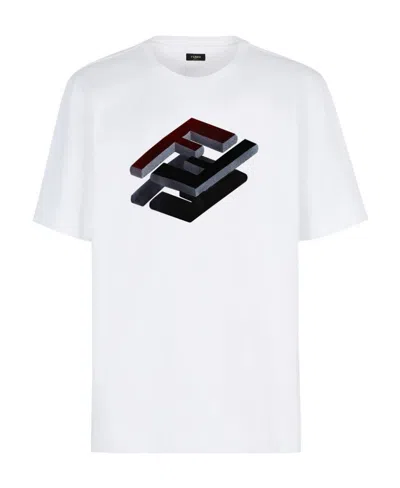 Fendi Ff Logo Print T-shirt In White