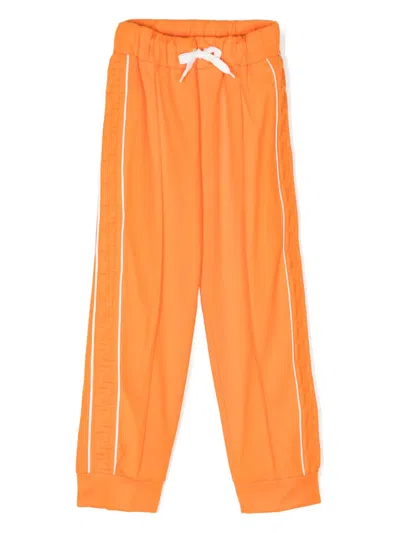 Fendi Kids' Ff-logo Print Track Pants In Orange