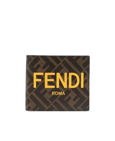 Fendi Ff-logo Print Wallet In Black