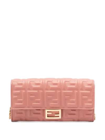 Fendi Ff-logo Quilted Mini Bag In Pink
