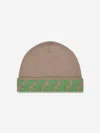 Fendi Ff Logo Reversible Beanie In Beige