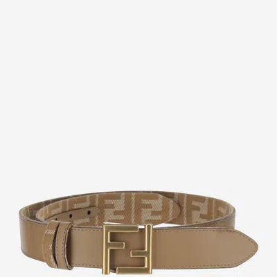 Fendi Ff Logo Reversible Belt In Brown