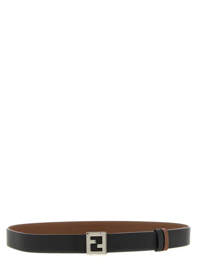 Fendi Ff Logo Reversible Belt In Black