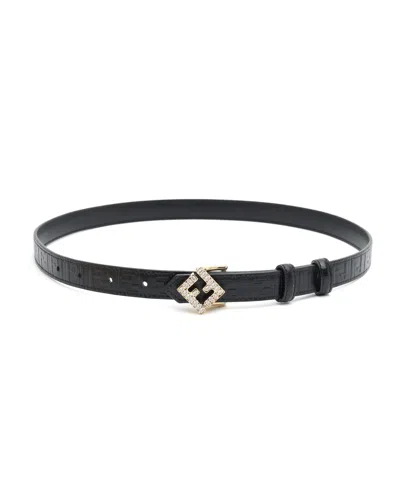 Fendi Ff Logo Reversible Belt, Size 80 In Black