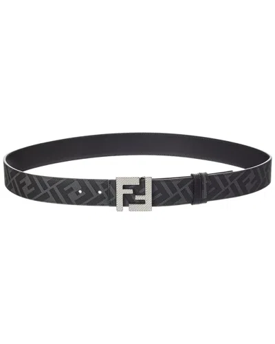 Fendi Ff Logo Reversible Leather Belt In Black