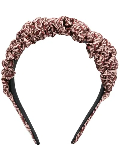 Fendi Ff-logo Ruched Hairband In Pink