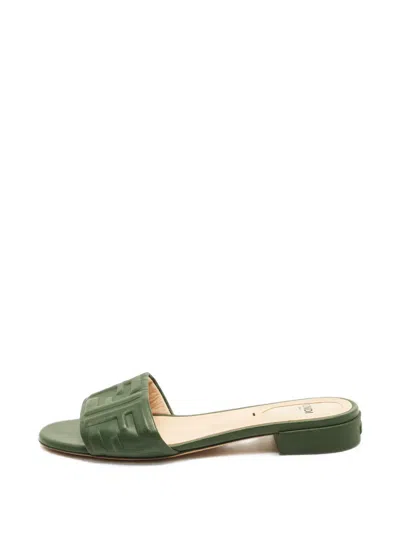 Pre-owned Fendi Ff Logo Sandals In Green