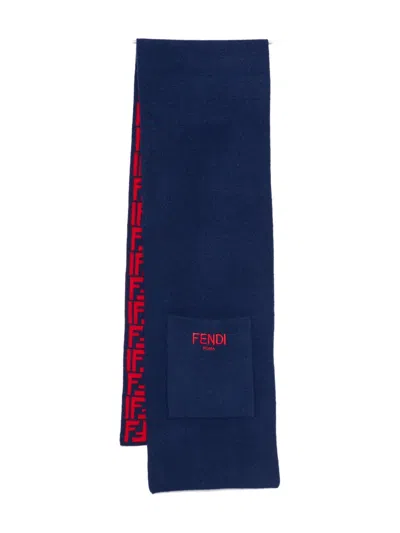 Fendi Kids' Ff Logo Scarf In Blue