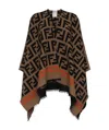 Shop Fendi Multicolor Wool And Silk Poncho In Black