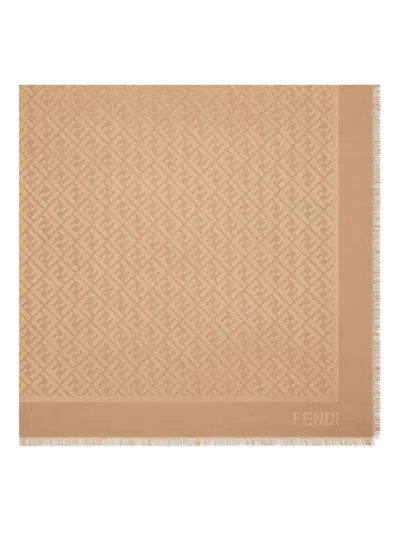 Fendi Ff Logo Shawl In Brown