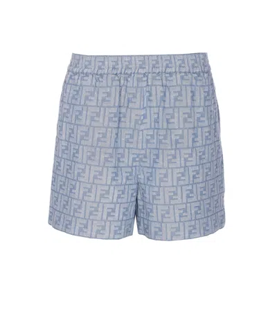 Fendi Ff Logo Shorts In Blue