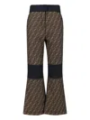Fendi Brown Ff Canvas Trousers In Brown