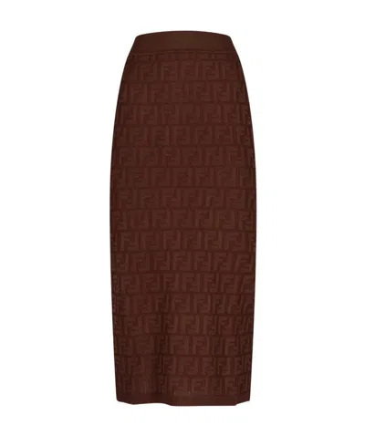Fendi Ff Logo Skirt In Brown