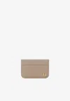 Fendi Ff Logo Smooth And Grained Leather Cardholder In Brown