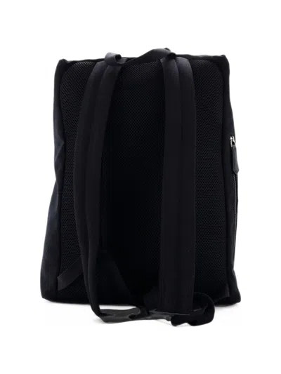 Pre-owned Fendi Ff Logo Stamp Buckle Canvas Large Backpack In Black