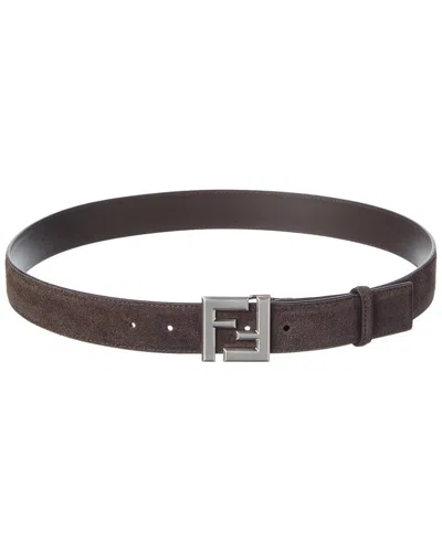 Fendi Ff Logo Suede Belt In Brown
