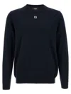Fendi Ff Logo Wool Crewneck Sweater In Blue