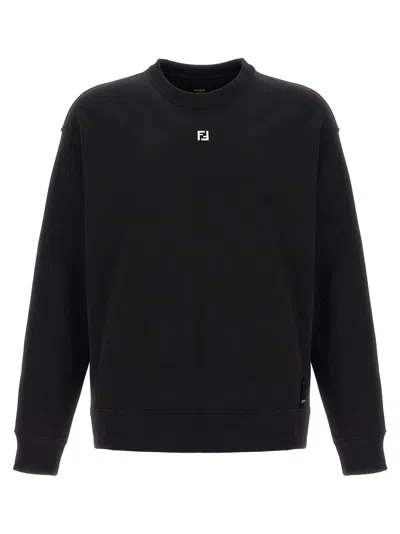 Fendi Crew Neck Cotton Sweatshirt In Black