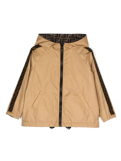 Fendi Ff Logo-tape Detail Reversible Jacket In ニュートラル